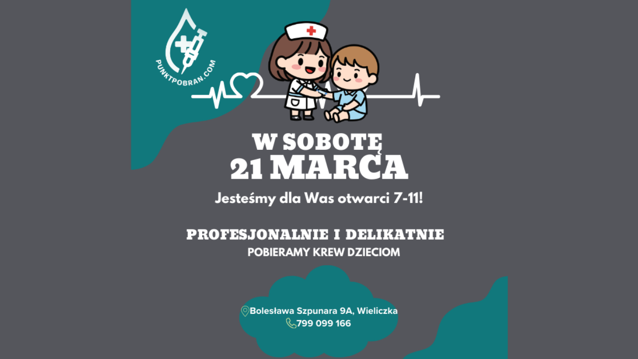 21 marca sobota Punkt Pobrań Krwi - Odnowa Życia jest otwarty