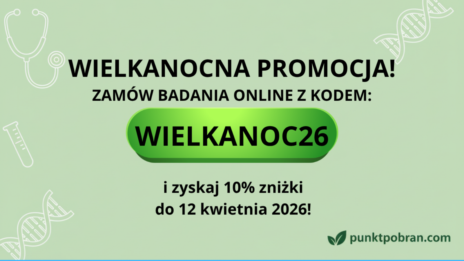 Grafika opisująca kod rabatowy WIELKANOC26